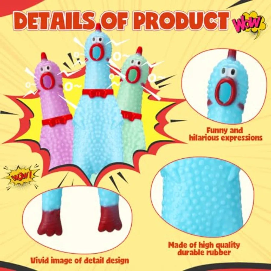 Yao Hui Huang Rubber Chickens Squeak Toy Pack For Dogs