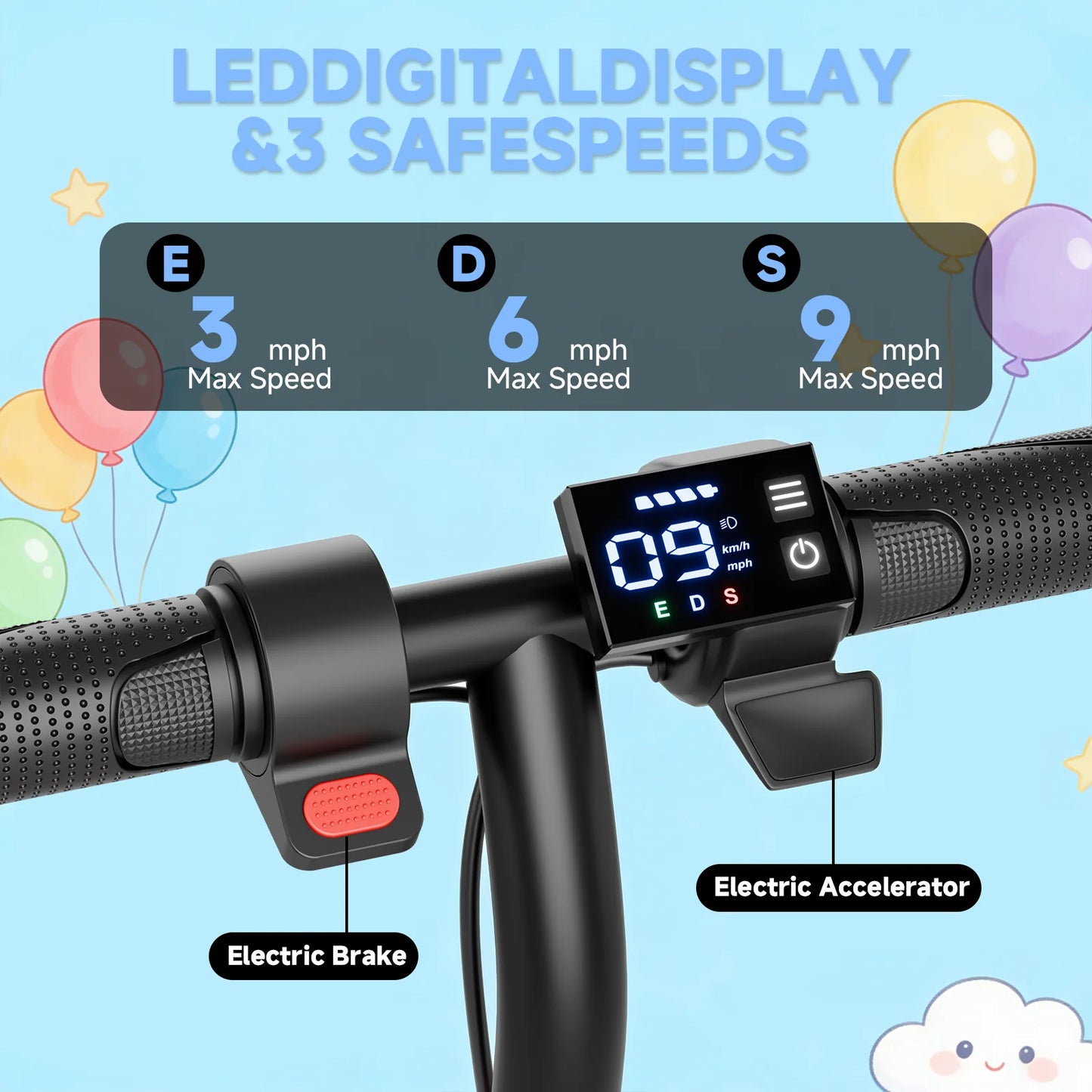 Ladped Kids Electric Scooter 9 MPH 10 Mile Range Folding