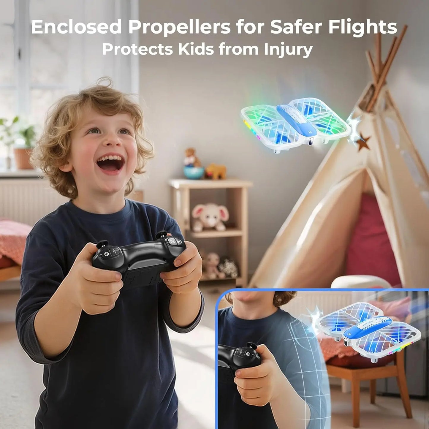 Kids Beginner Indoor Drone With Propeller Guard And Altitude Hold