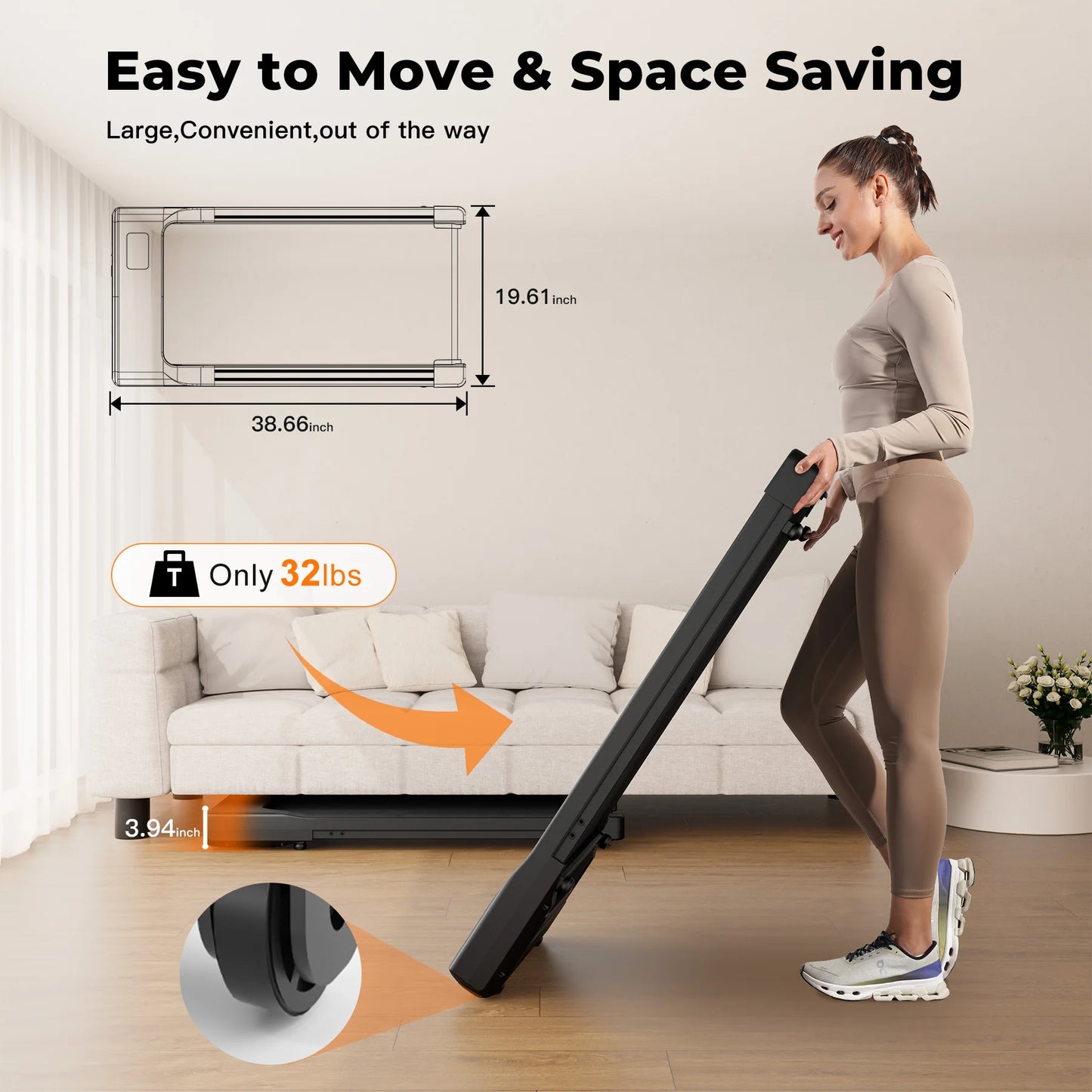 Superun Walking Pad Under Desk Treadmill 2 In 1 Portable