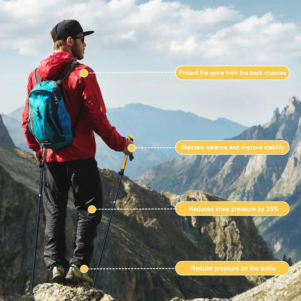 XMSJ Foldable Telescopic Hiking Poles Ultralight Aluminum Trekking