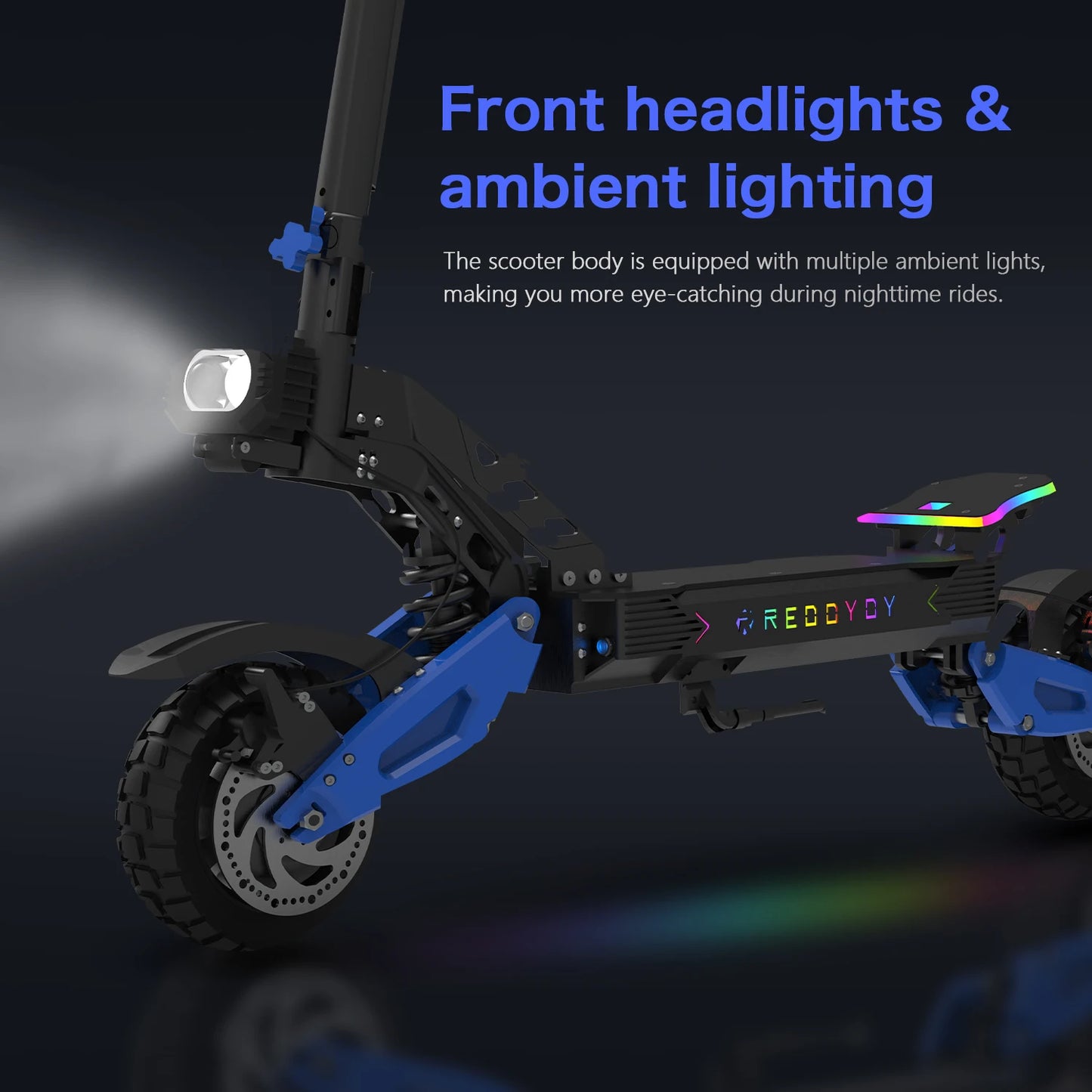 RD2 Adult Electric Offroad Scooter, 50 MPH Max speed 60V 25Ah, 55-Mile Long Range 10.5" Off-Road Tires, folk smart APP control