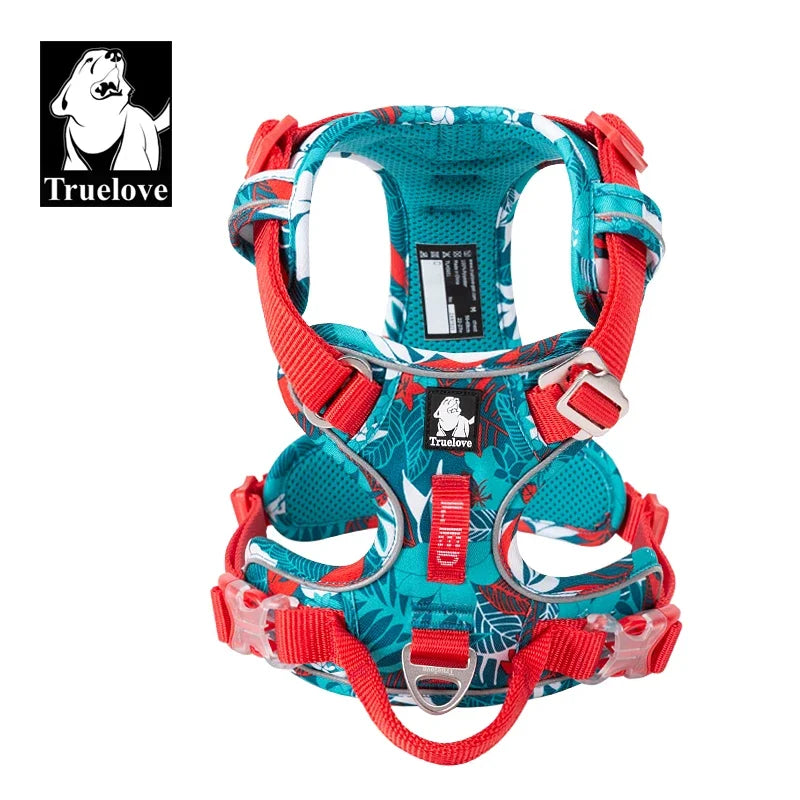 TRUELOVECN Reflective Nylon Dog Harness No Pull Adjustable