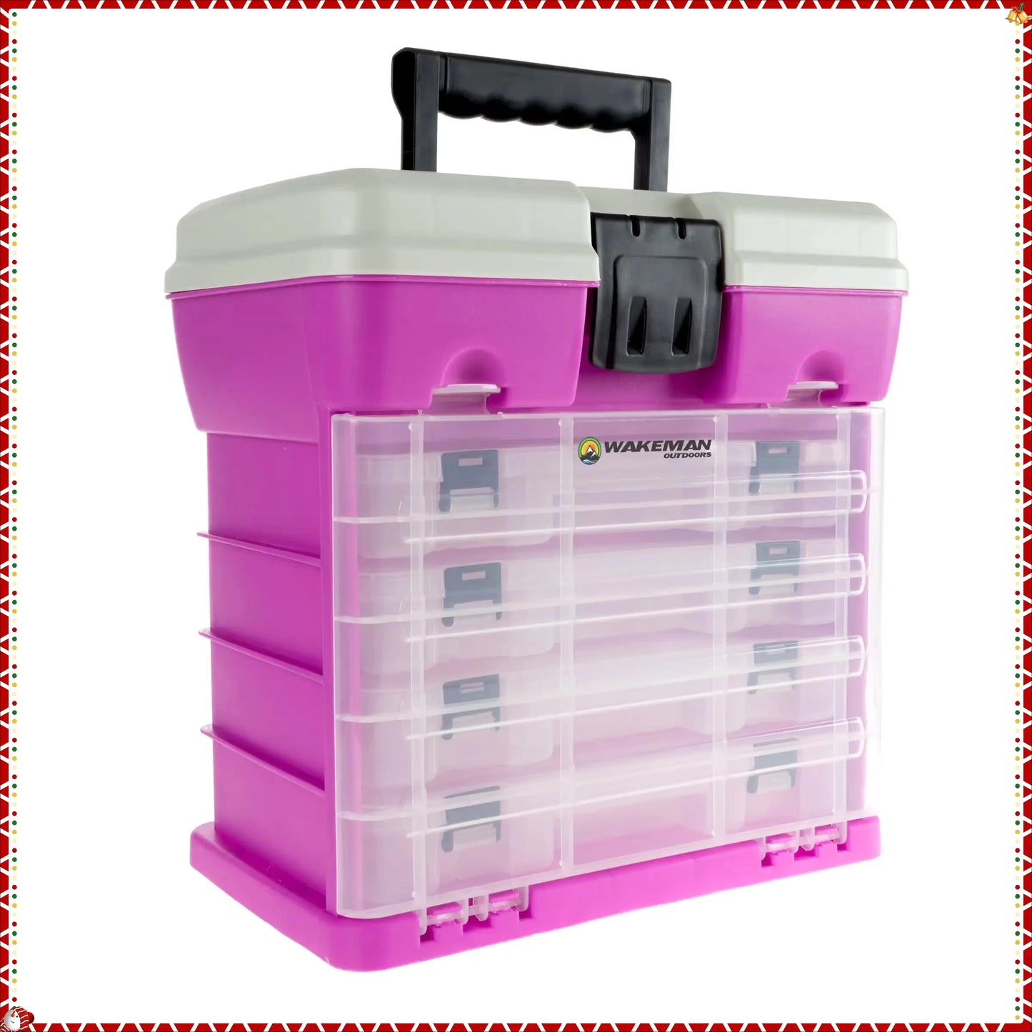 5-Level Fishing Tackle Box with 4 Trays 19 Compartments, for Outdoor Camping & Multi-Purpose Storage, Durable Design