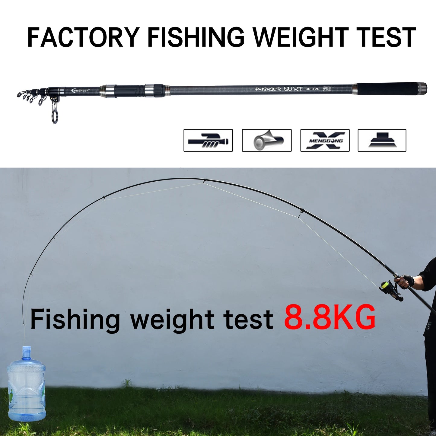 BIUTIFU Phishger Telescopic Surf Spinning Rod Carbon Travel