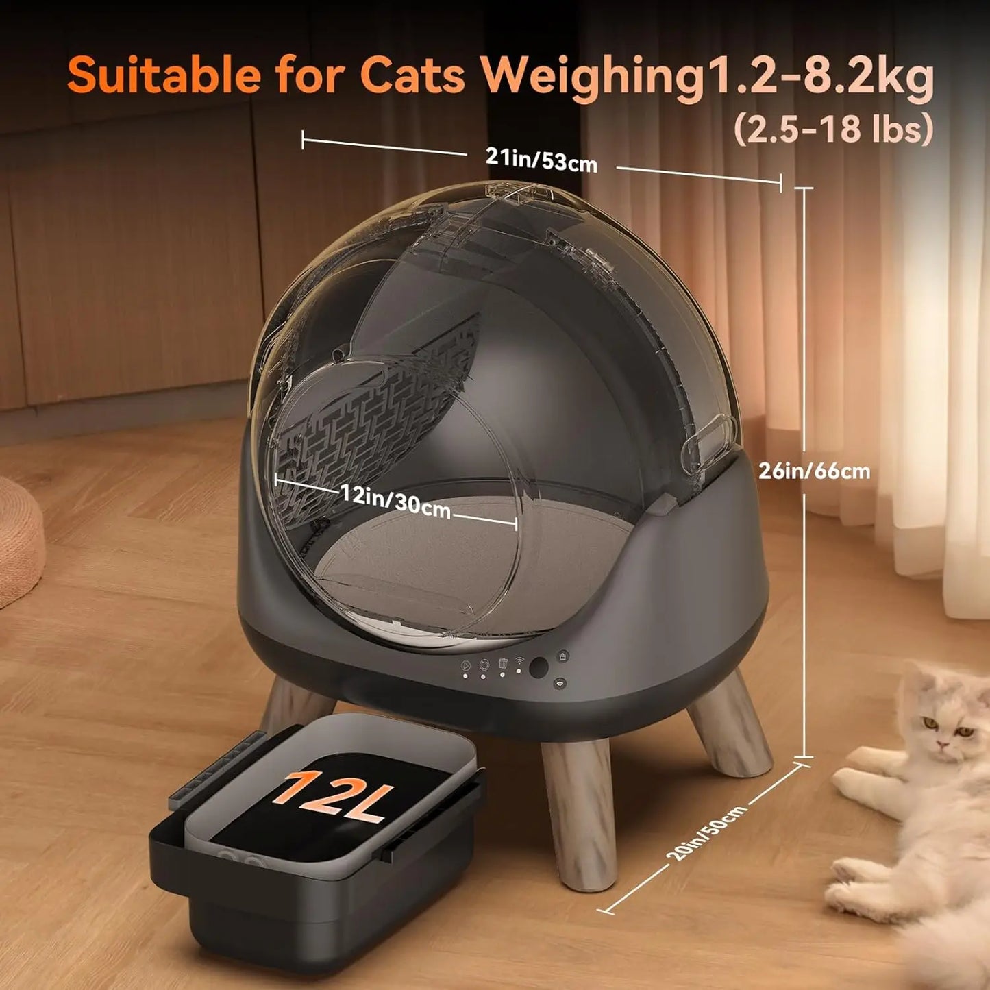 G1 Self Cleaning Automatic Litter Box For Multiple Cats With App Control