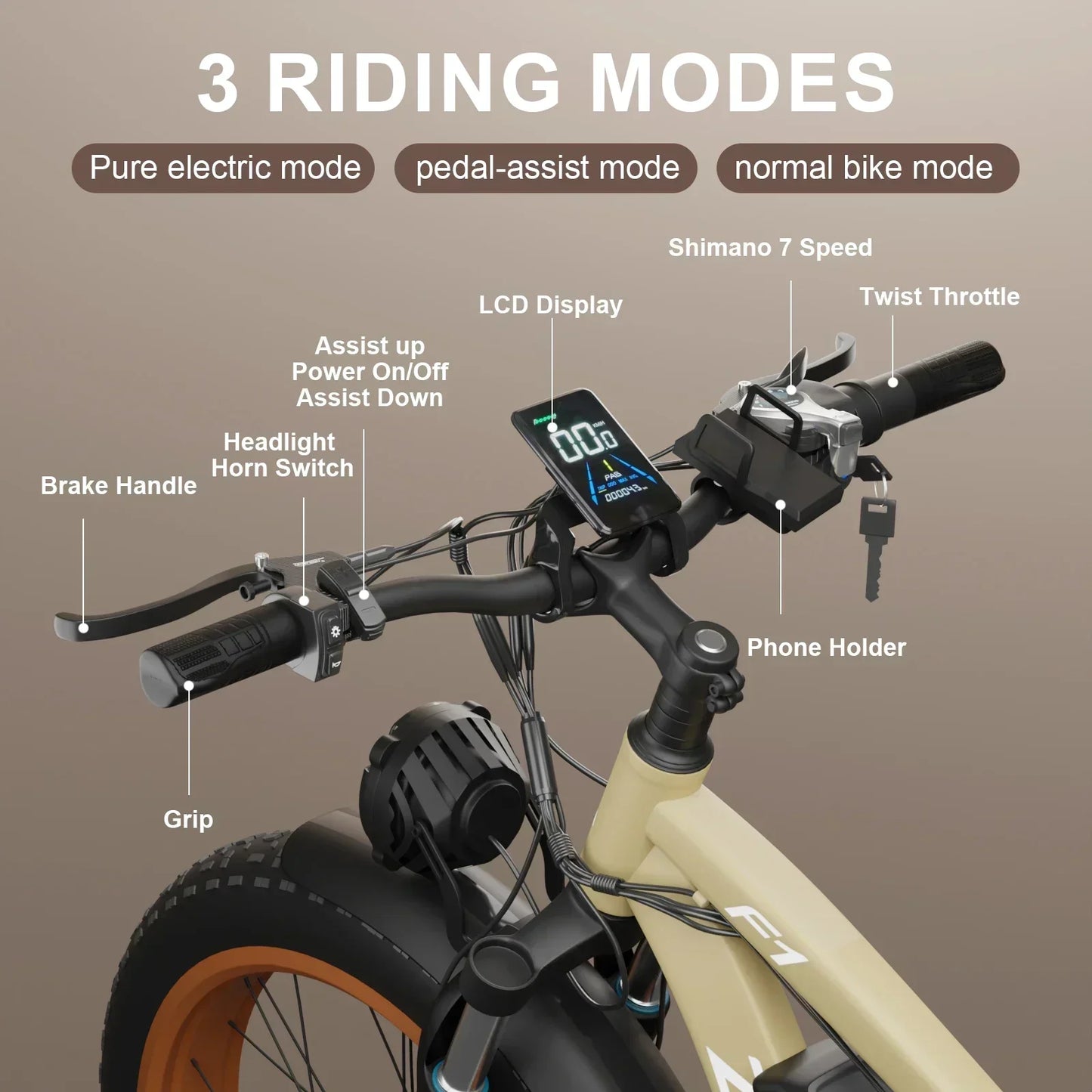 Electric Bicycle F1 2000W Dual Motor 48V 22.4Ah Battery