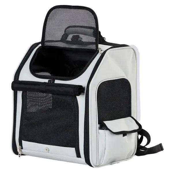 Expandable Pet Carrier Backpack With Back Extension For Small Dogs And Cats Ventilated Mesh