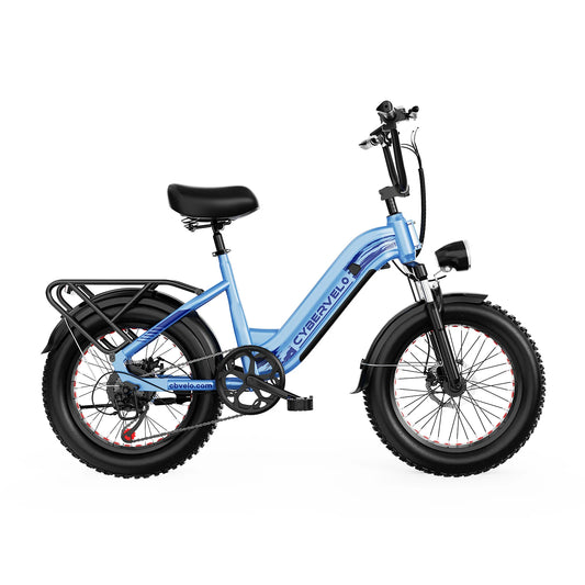 Cybervelo 20" Step-Thru Commuter, 1500W Peak 20ah Battery 80 Miles Long Range E-bike, 7-Speed Shift Adult Electric Bike EK12