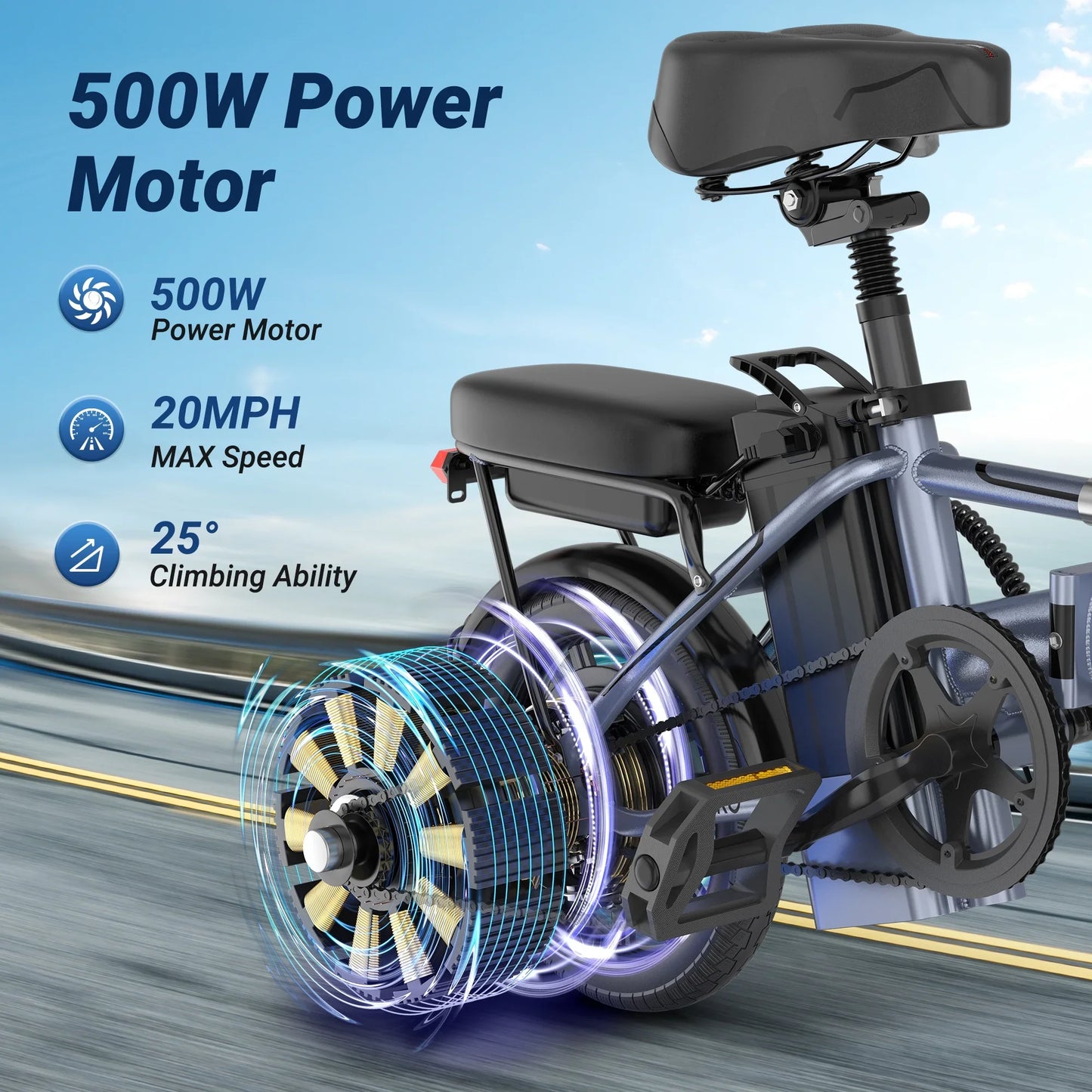 AOVOPRO EB60 Foldable Dual Seat Electric Bike For Adults