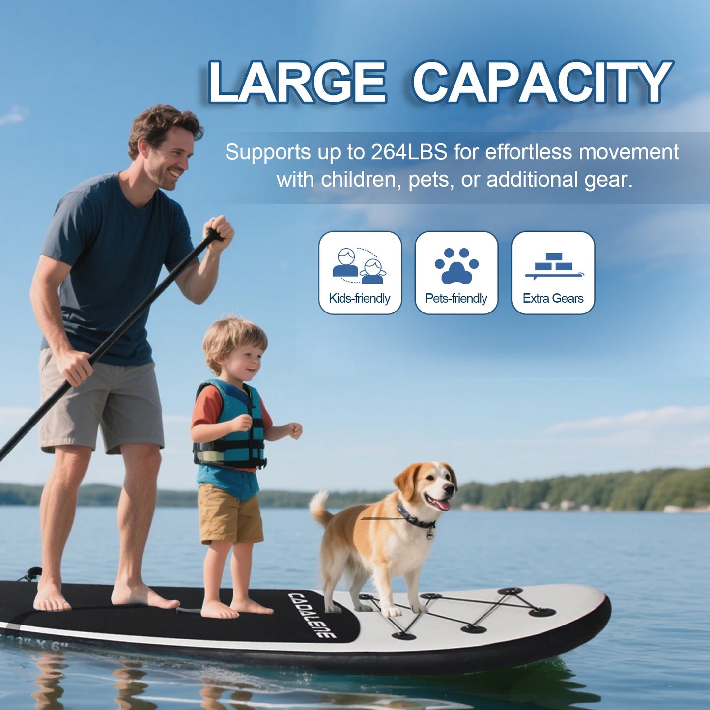 CADALENE Inflatable Stand Up Paddleboard with SUP Accessories