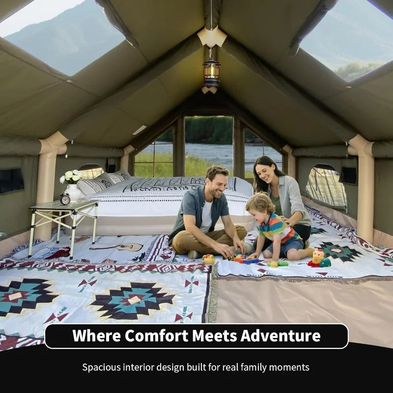 Luxury Inflatable Camping Tent,Wind & Rain Resistant,Breathable & Durable Wear-Resistant Fabric,Built-in Stove Jack,F