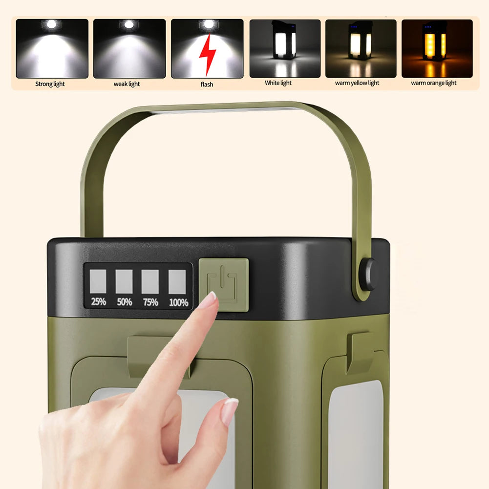 APWIKOGER Rechargeable Lantern Solar Camping Power Bank Portable Flashlight