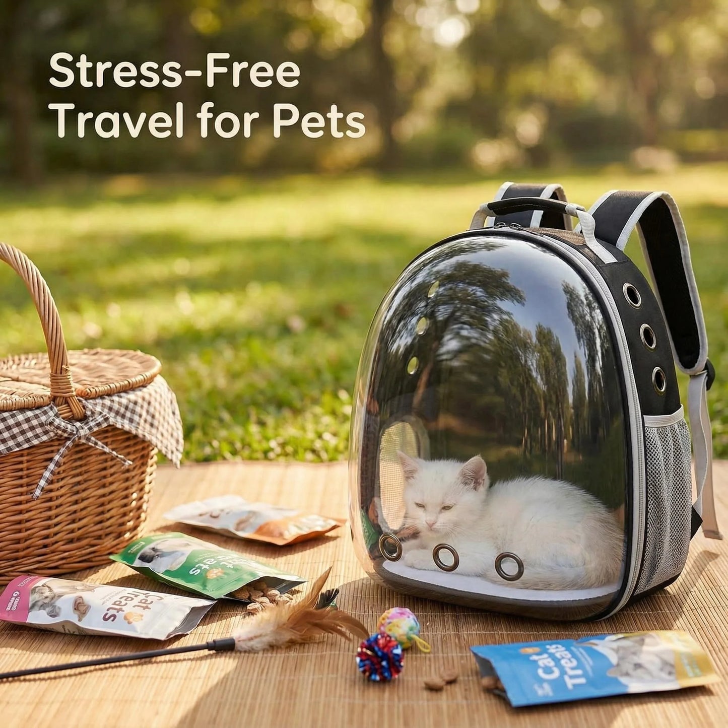 Transparent Cat Carrier Backpack Clear Dome Space Capsule Vet Visits