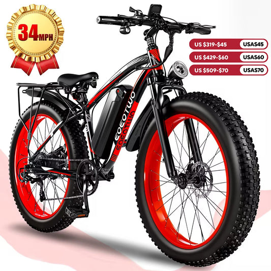EOEOTWOC 1500W 48V Fat Tire Electric Bike 34MPH Off Road Mountain Adults