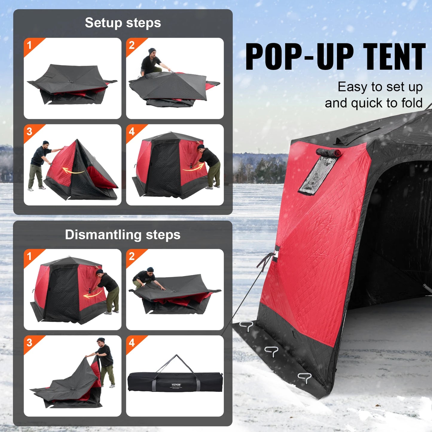 Portable Ice Shelter Pop Up Tent Insulated For Winter Fishing