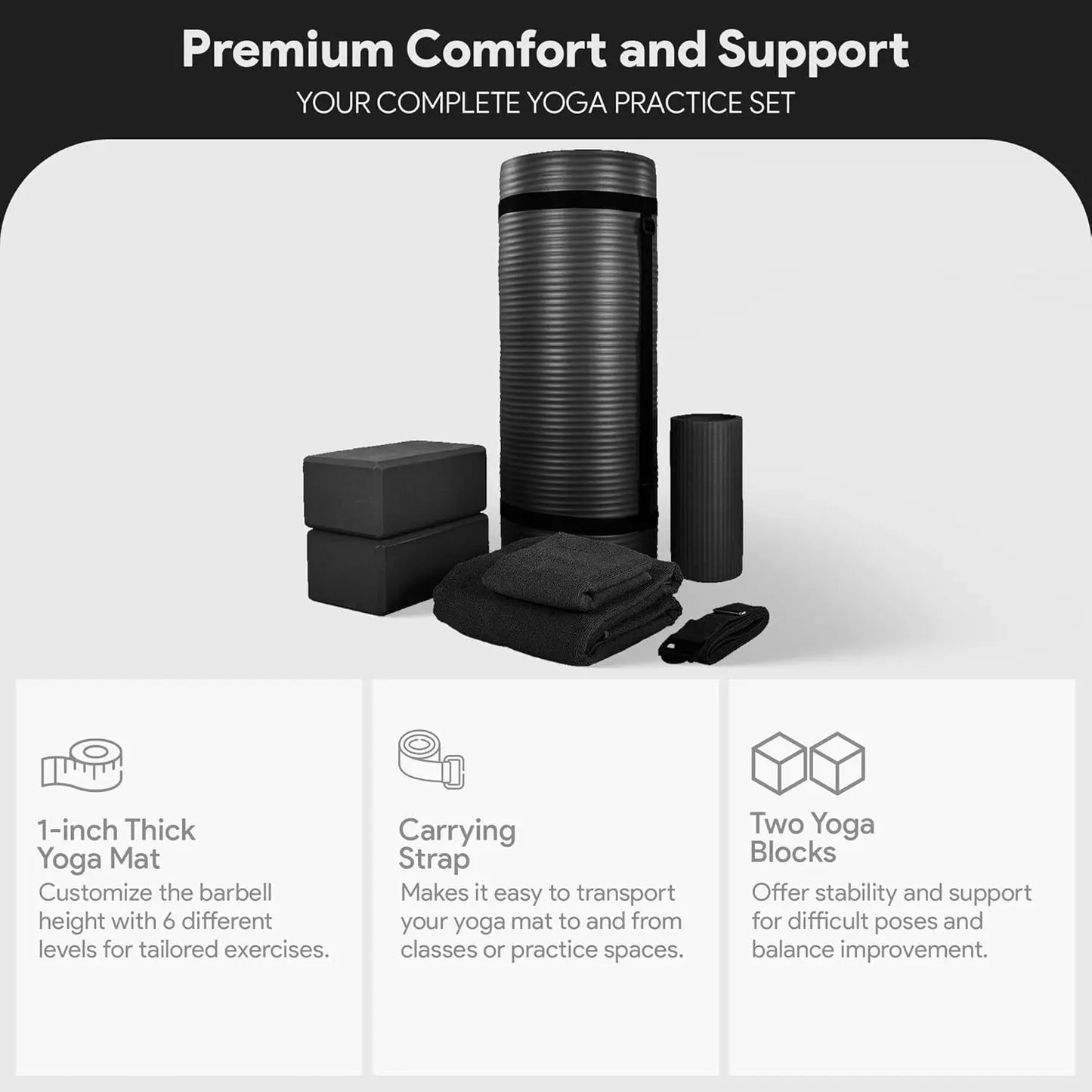 7-Piece Yoga Set With Extra Thick Mat And Blocks Home