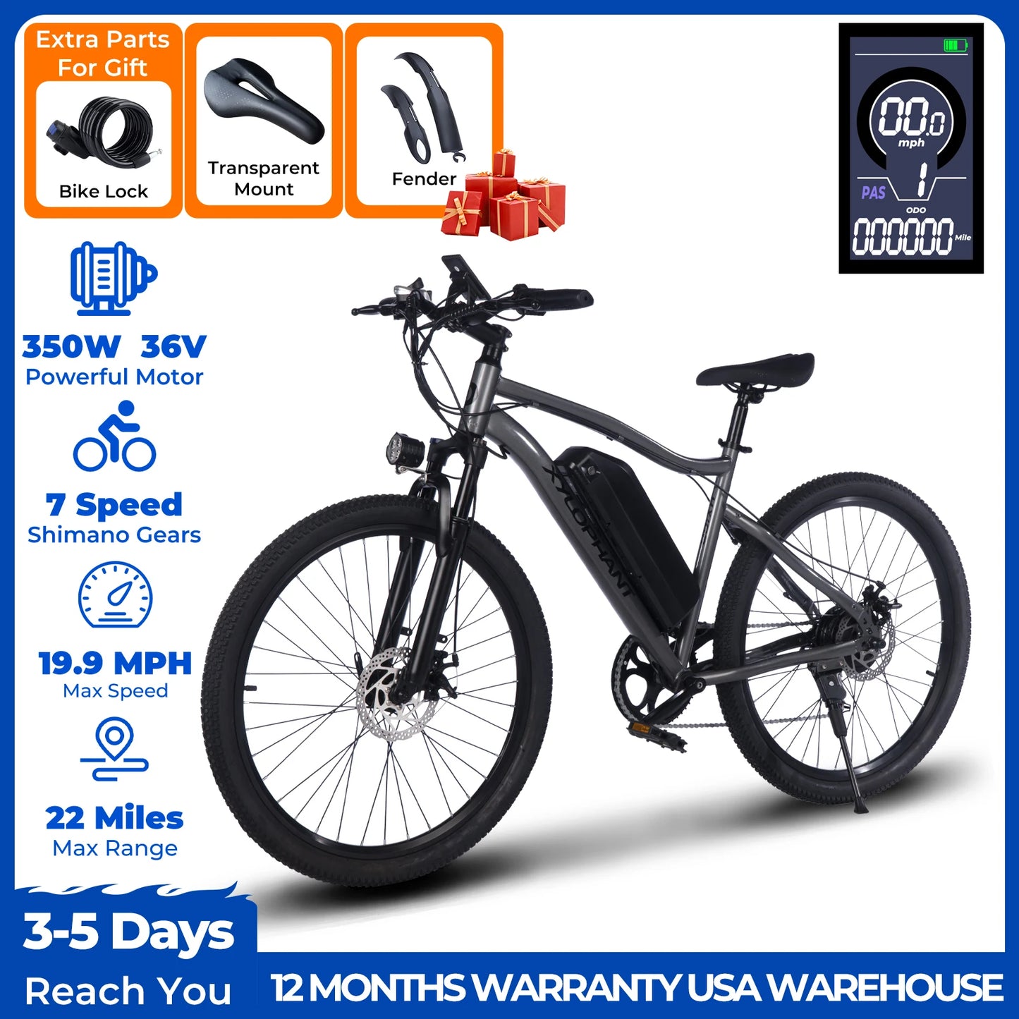 Terrosor Electric Fat Bike 350W Peak Mountain Ebike