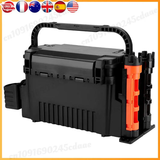 2 Tier Fishing Tackle Box With Cup And Rod Holder