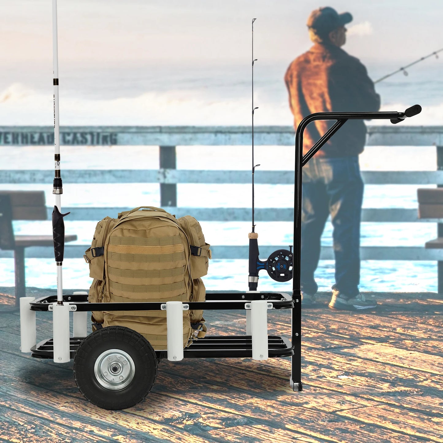Beach Fishing Cart With Two Large Wheels And Carbon Steel