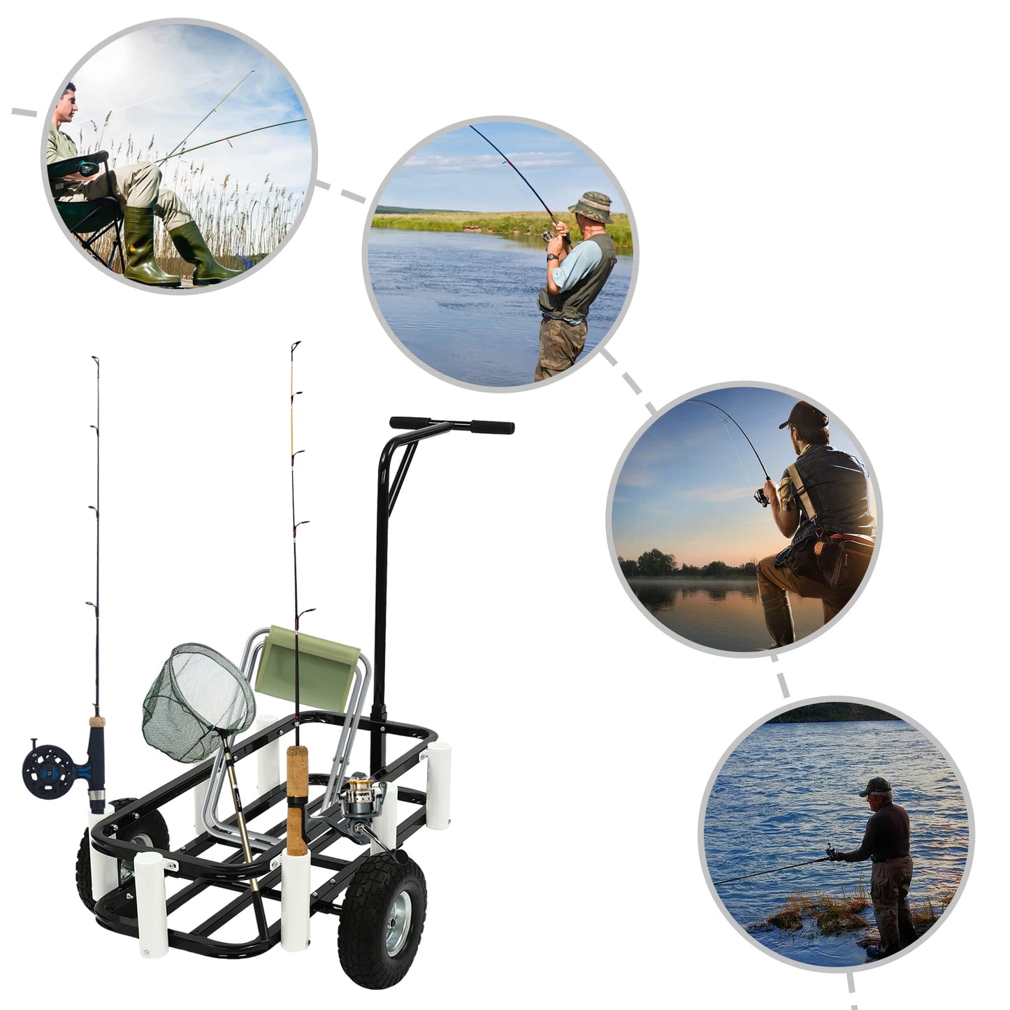 Beach Fishing Cart With Two Large Wheels And Carbon Steel