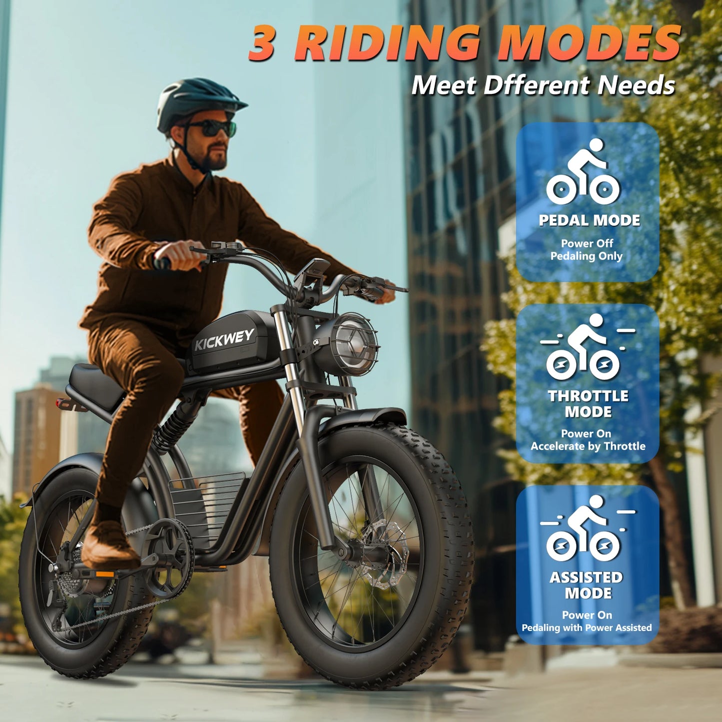 Kickwey K7 Electric Mountain Bike 1500W 48V 7 Speed