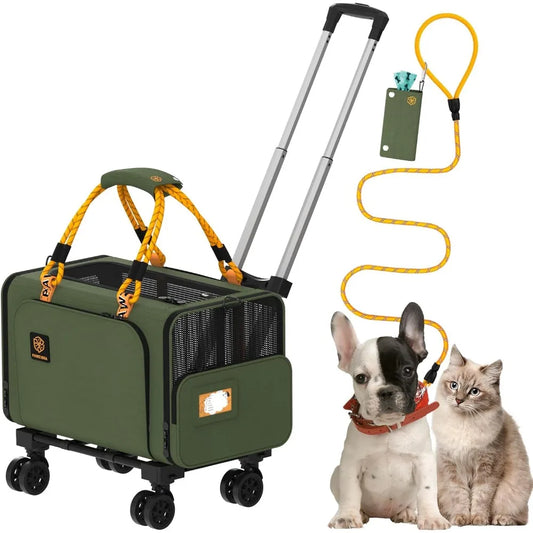 Expandable Pet Carrier With Wheels TSA Airline Approved Cat Carrier Under Seat