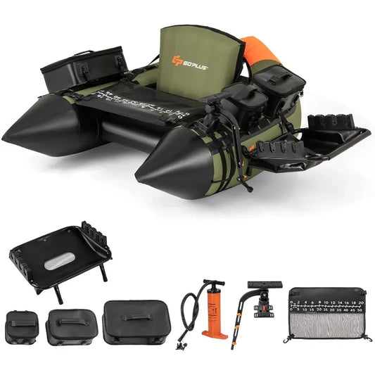 Goplus Inflatable Float Tube For Angling With Ruler Pump Storage Bag