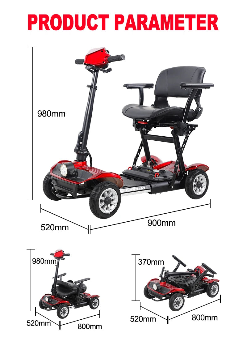 ALWAYBIKE Four Wheel Foldable Lightweight Liion Mobility Scooter For Adults