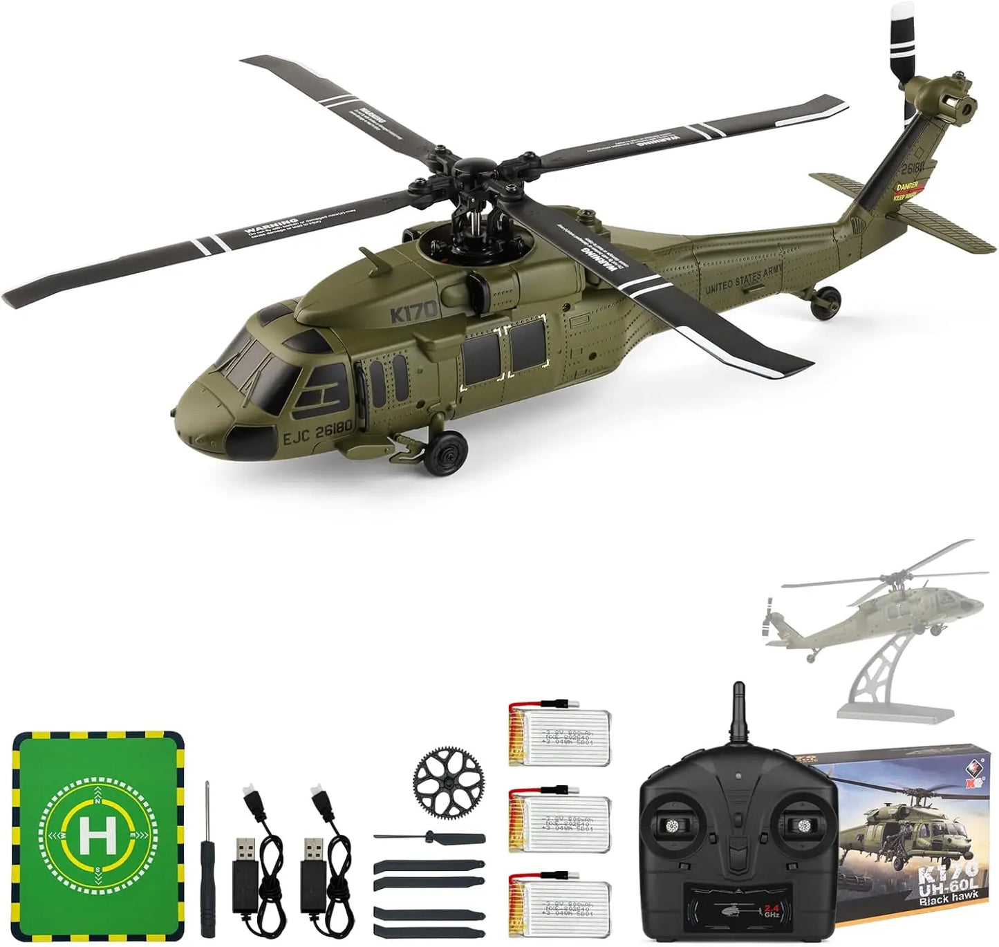 WLtoys K170 Brushless 4CH RC Helicopter With Three Batteries