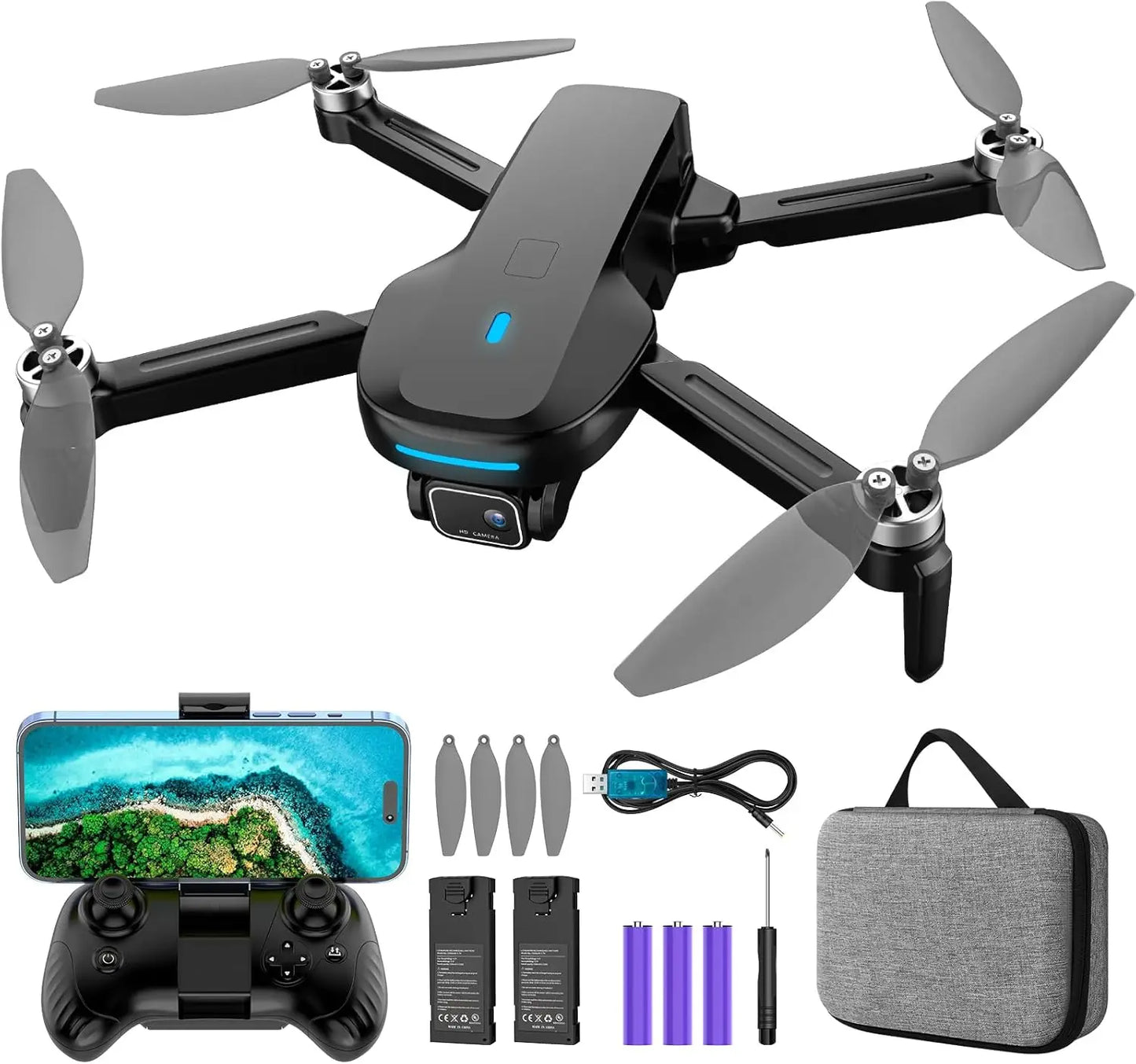1080P HD Camera Drone With Brushless Motor One Key Take Off Altitude Hold