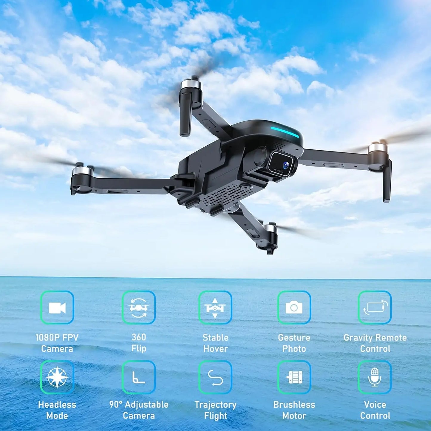 1080P HD Camera Drone With Brushless Motor One Key Take Off Altitude Hold