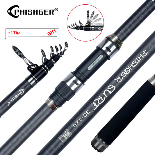 BIUTIFU Phishger Telescopic Surf Spinning Rod Carbon Travel