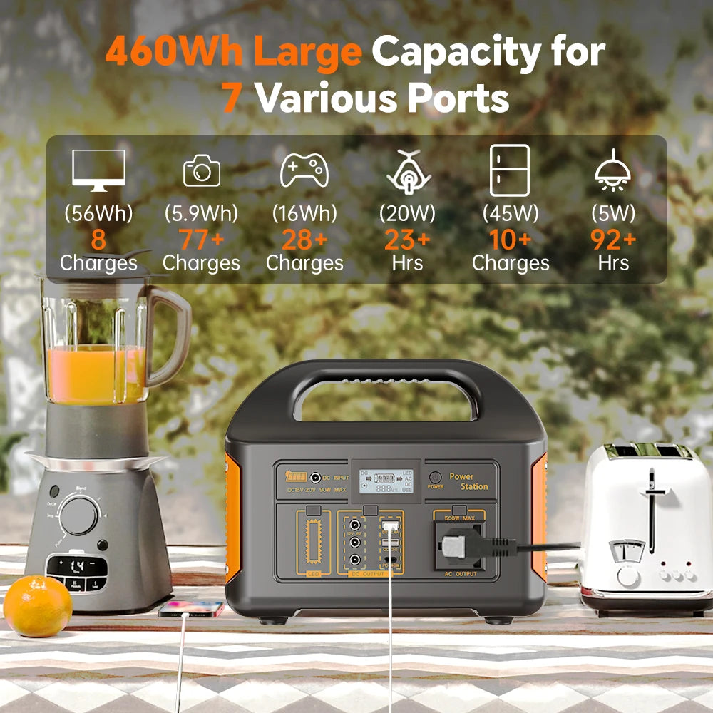 GaiaRay Portable Power Station 460.8Wh Solar Generator 110V AC