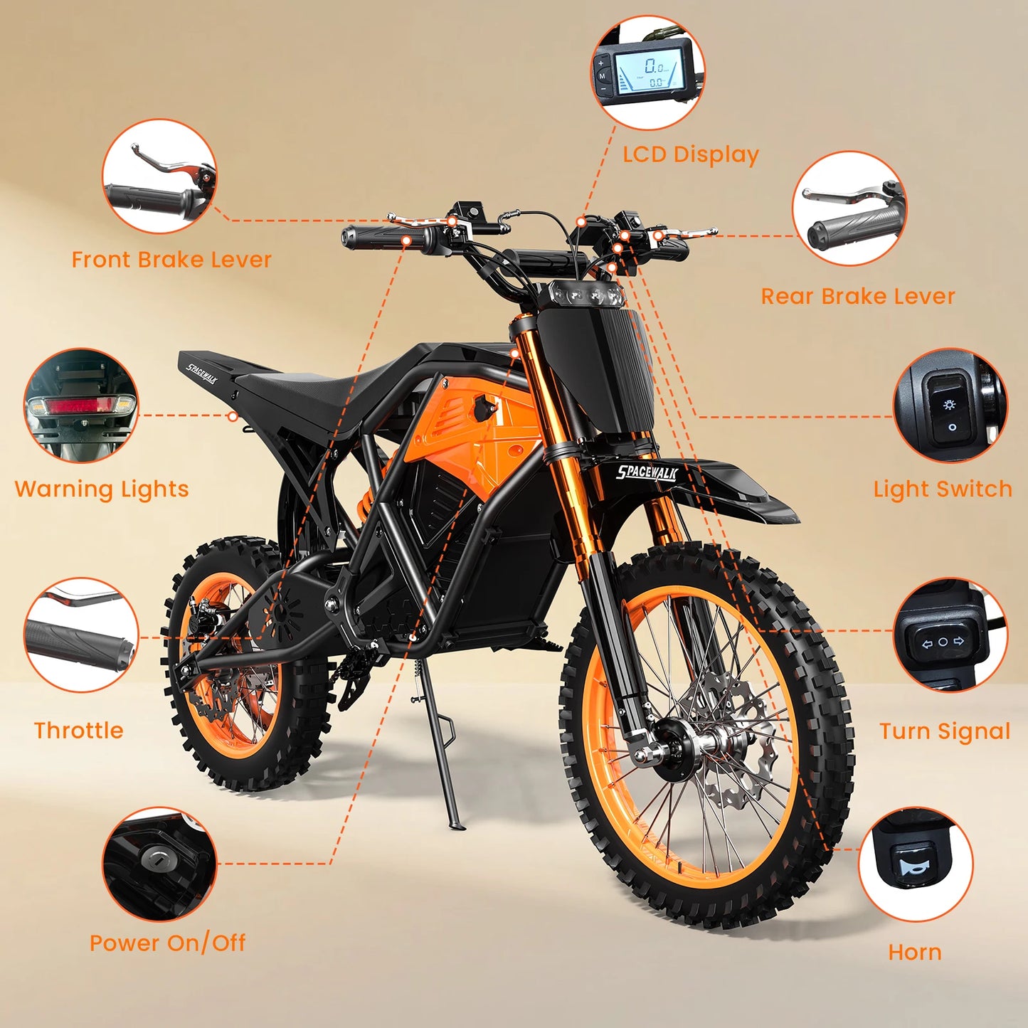 EILLEO SPACEWALK 3000W Fat Tire Electric Dirt Bike Mid Drive Off Road