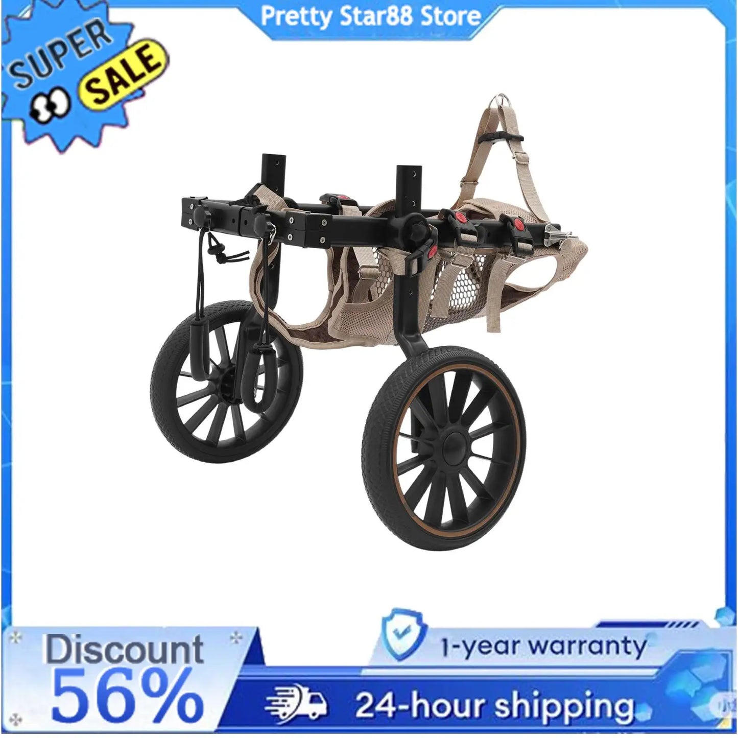 Dog Wheelchair For Back Legs Walking Aid 65kg Load