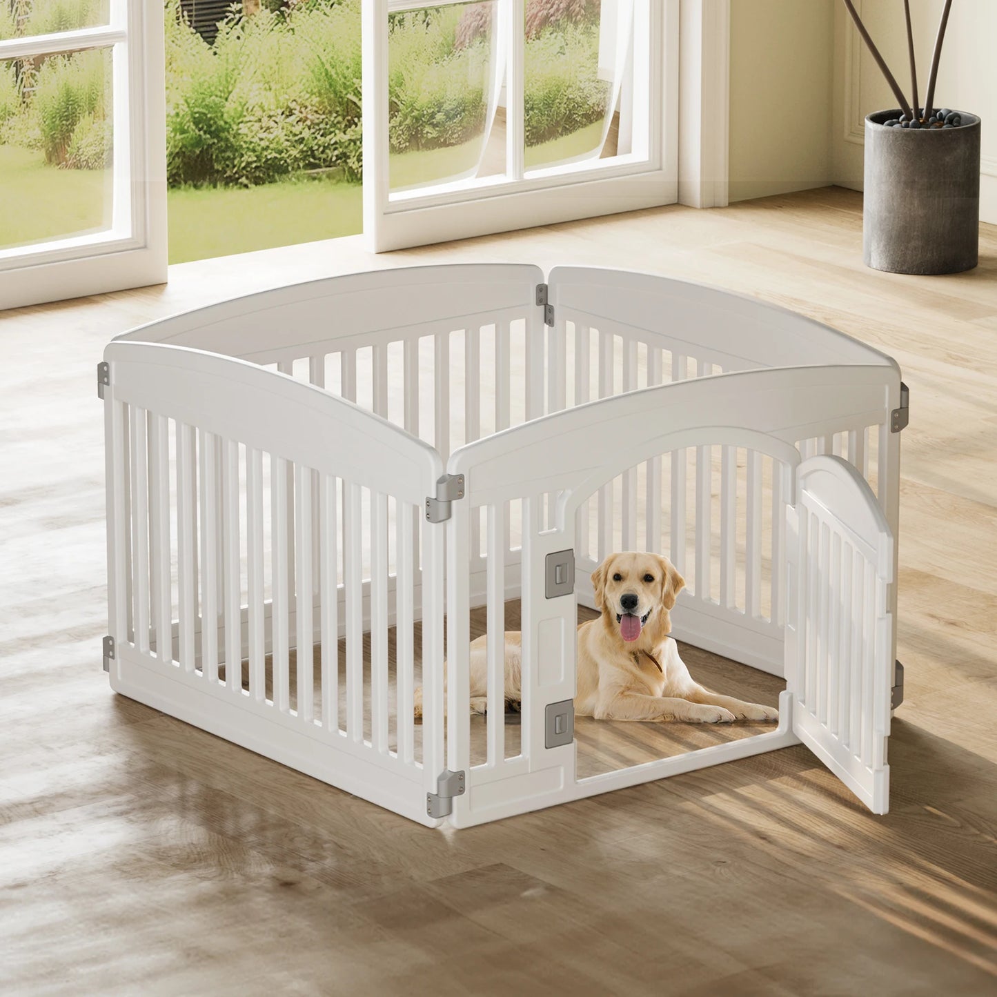 JHK Plastic Dog Playpen 6 Panel Durable Indoor Outdoor Fence