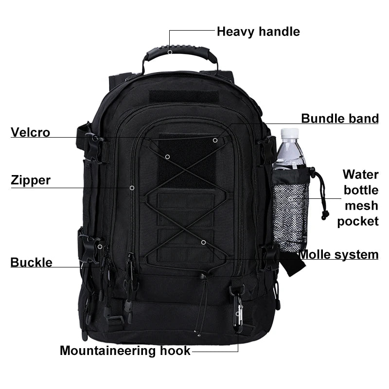 QCN Tactical Outdoor Backpack For Hiking And Camping Unisex