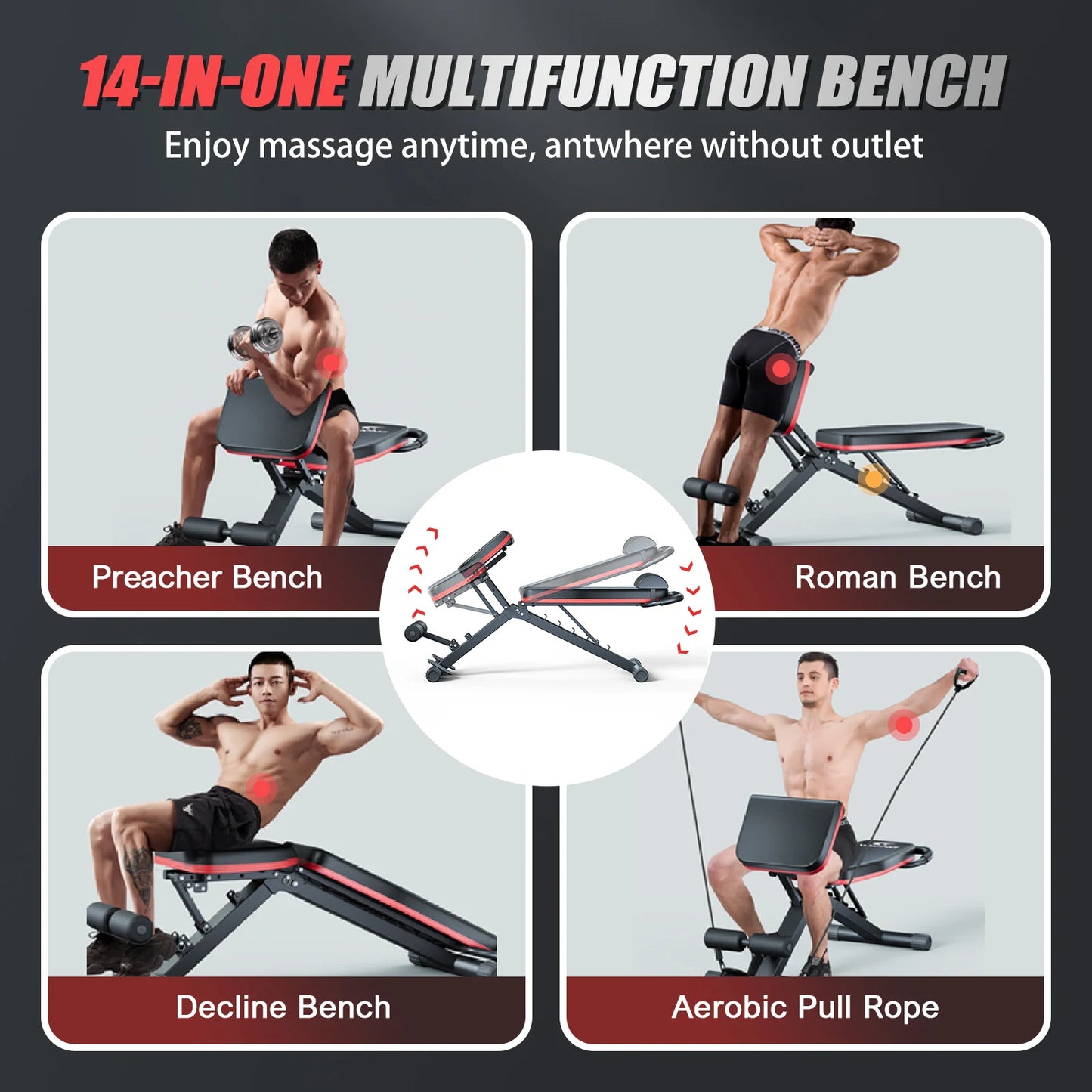 Pre-Assembled Foldable Dumbbell Bench 14-In-1 With 1000 Lb Capacity