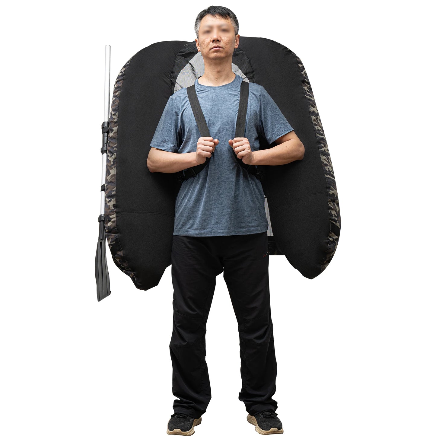 Portable Inflatable Fishing Boat With Adjustable Backrest And Hand Pump