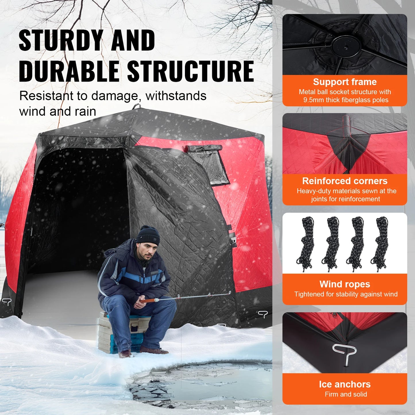 Portable Ice Shelter Pop Up Tent Insulated For Winter Fishing