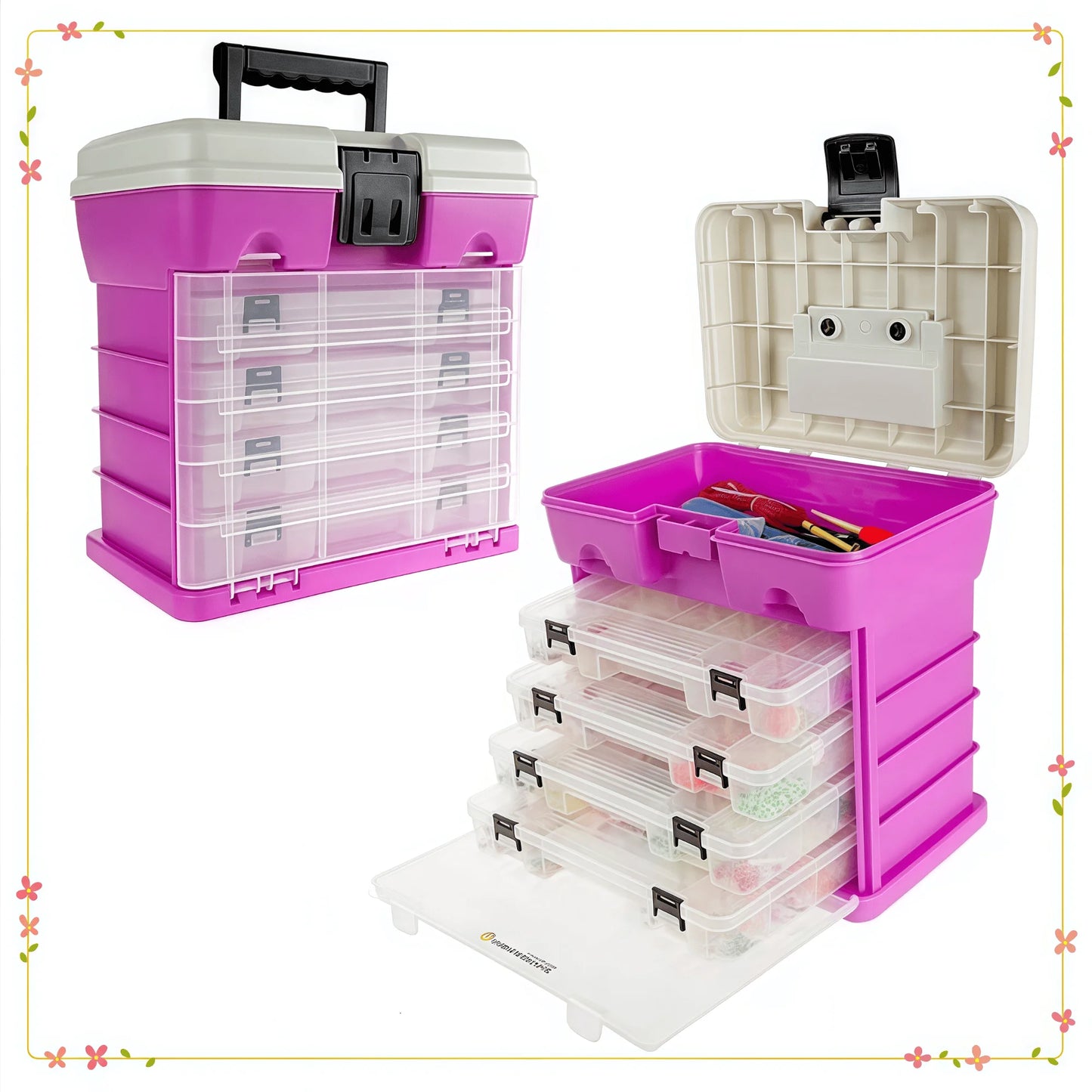 Multi Purpose Five Level Fishing Tackle Box With 19 Compartments