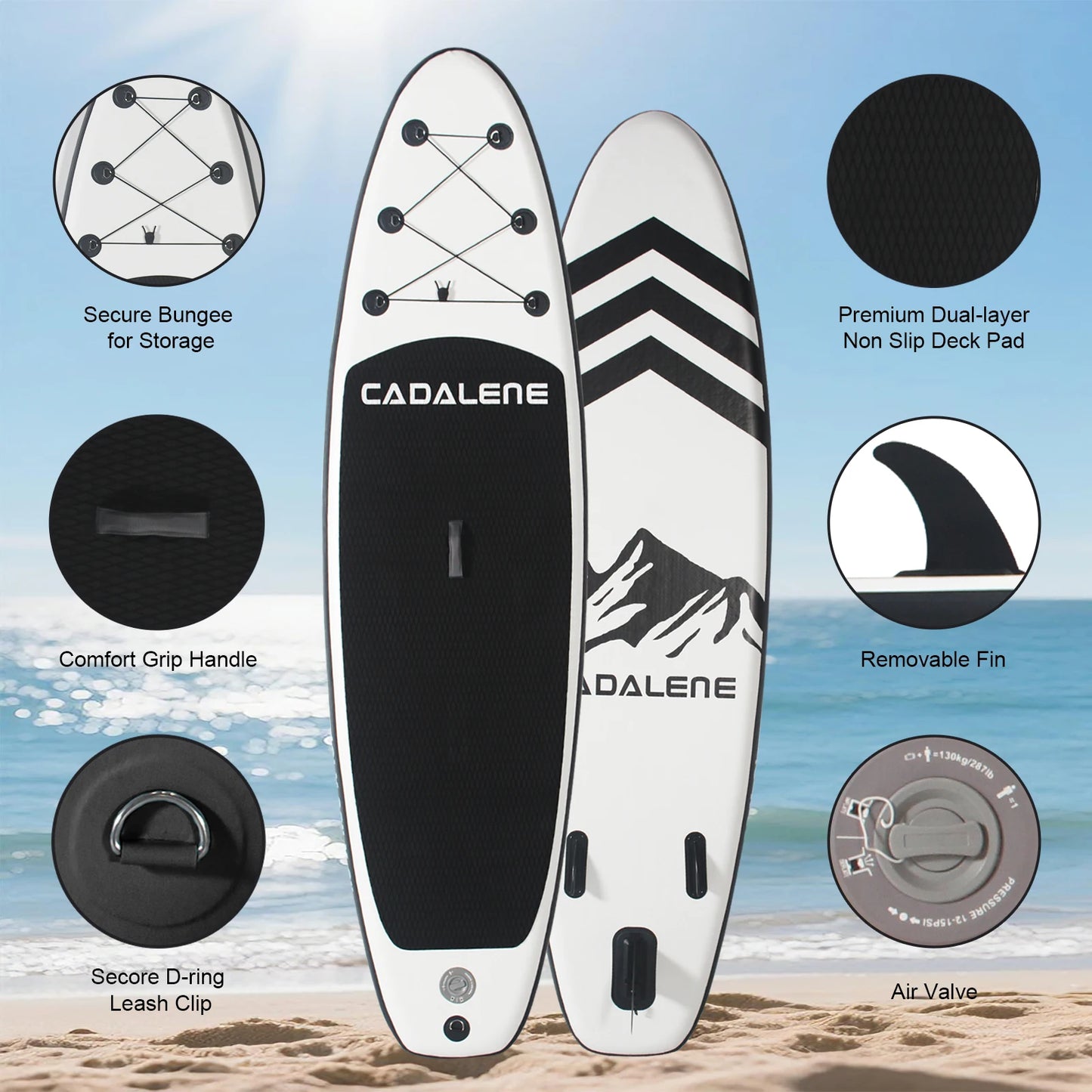 CADALENE Inflatable Stand Up Paddleboard with SUP Accessories