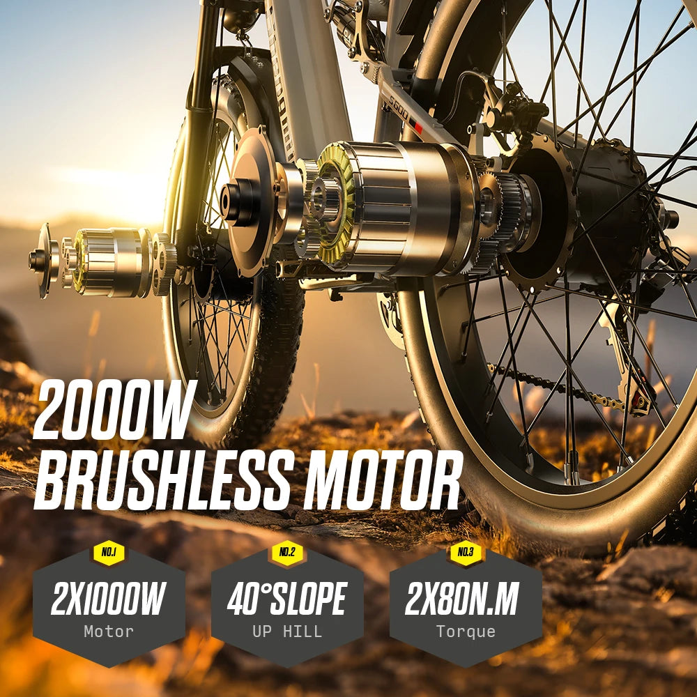Shengmilo S600 2000W Dual Motor Electric Fat Tire Mountain Bike