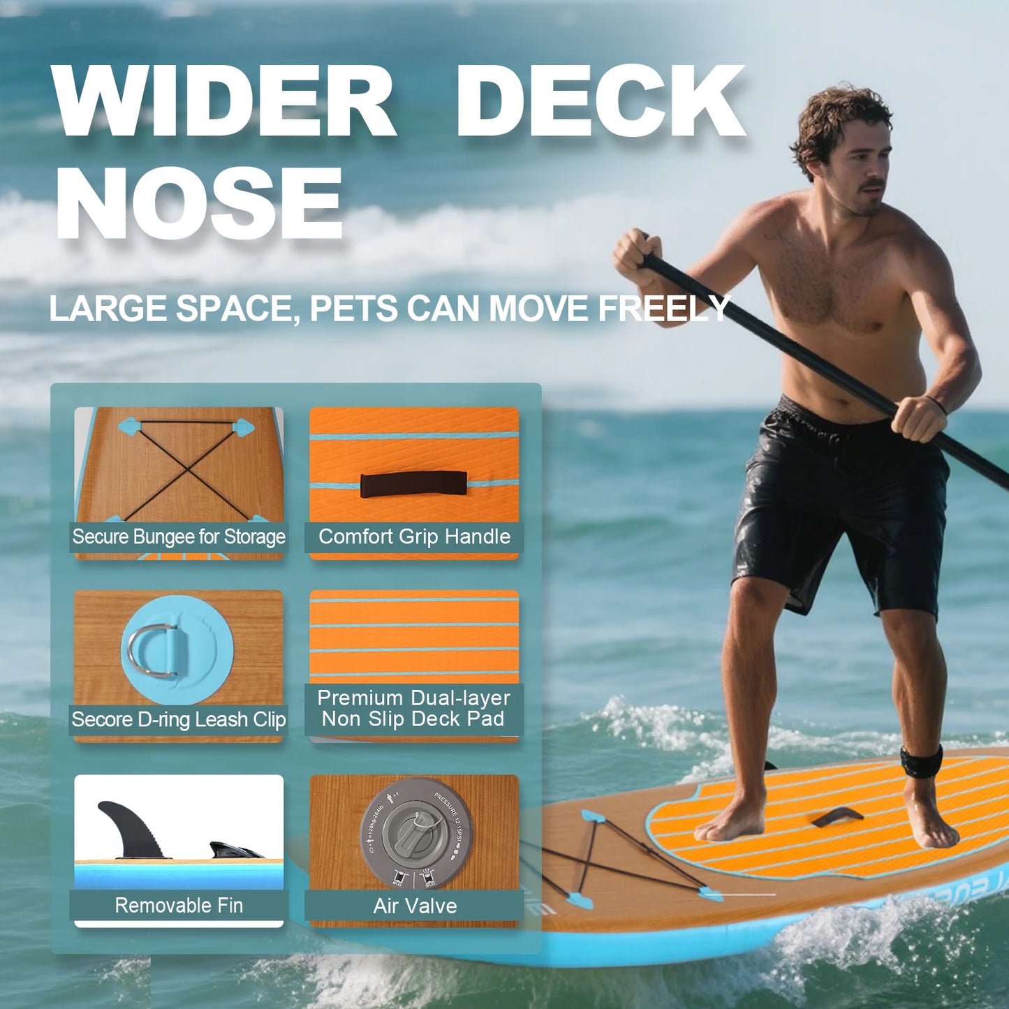CADALENE Inflatable Stand Up Paddle Board Premium Accessories For Adults