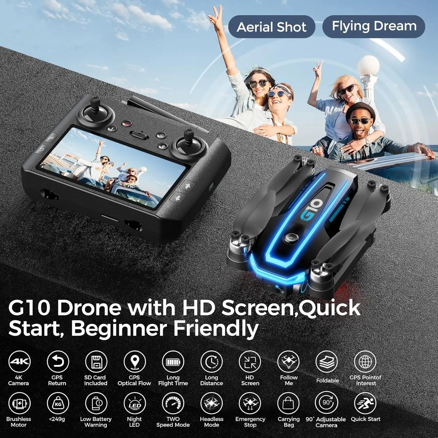 4K GPS Drone With Auto Return And Follow Me Features