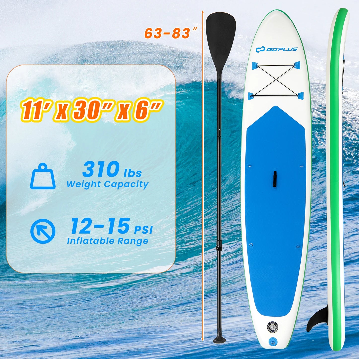 LIFEZEAL Inflatable Stand Up Paddle Board With Hand Pump RepairKit