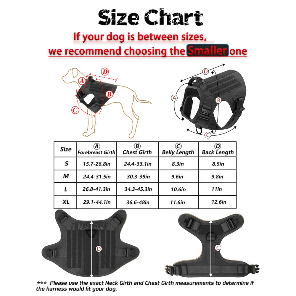 PETRAVELCN Military Dog Harness Vest With Leash Patch Set