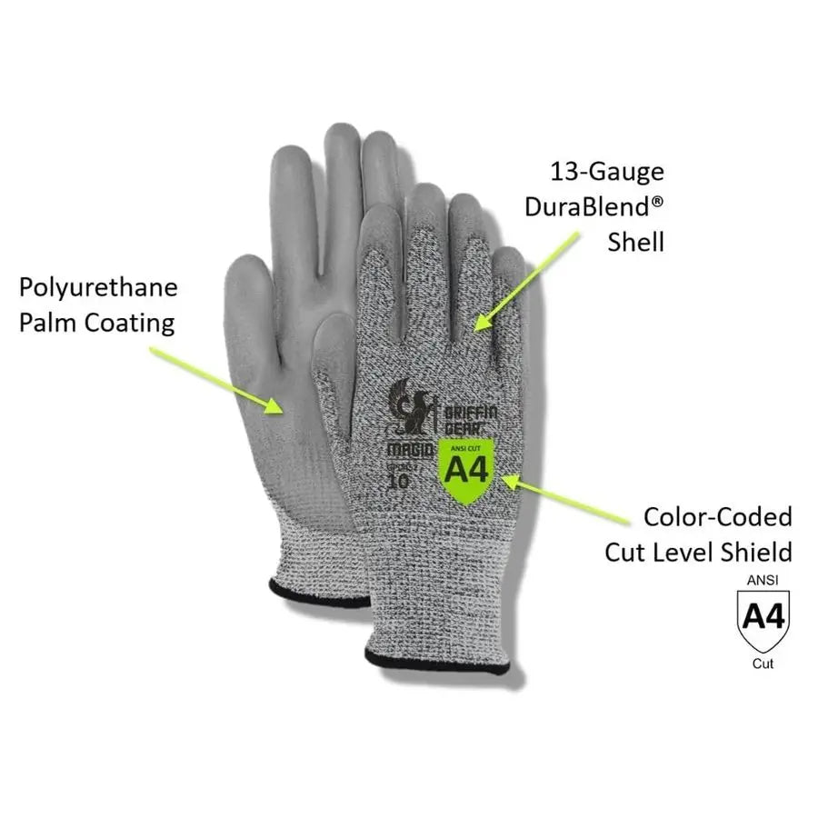 XMSJ ANSI A4 Polyurethane Coated Work Gloves Dexterous Handling