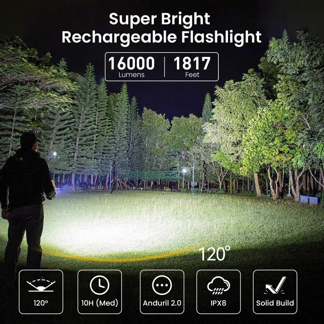 Sofirn Q8 Plus LED Flashlight 16000lm Anduril 2.0 USB Rechargeable